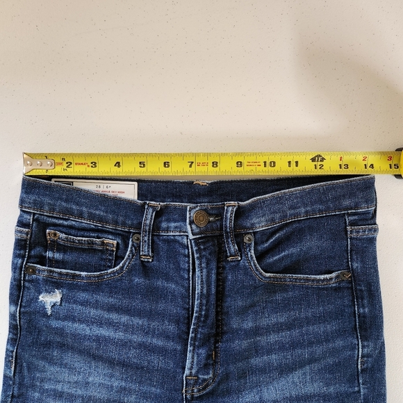 Gap True Skinny Sky High Ankle Jeans Hi Rise Raw Hem Frayed Stretchy Dark Wash - Picture 9 of 13